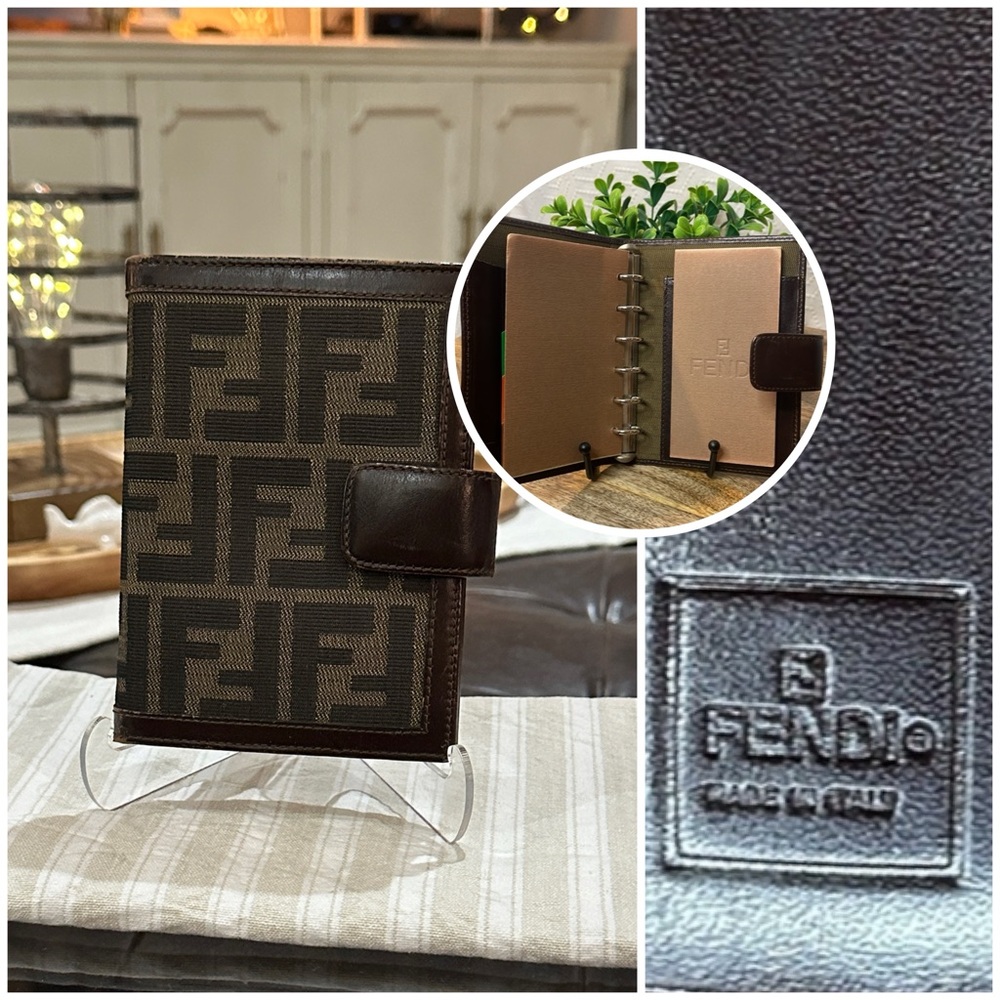 FENDI FF Zucca Monogram Agenda in Brown Leather/Canvas, in Beautiful EUC